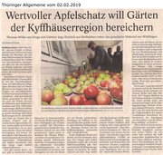 Zeitungsartikel in Thüringer Allgemeine vom 02.02.2019